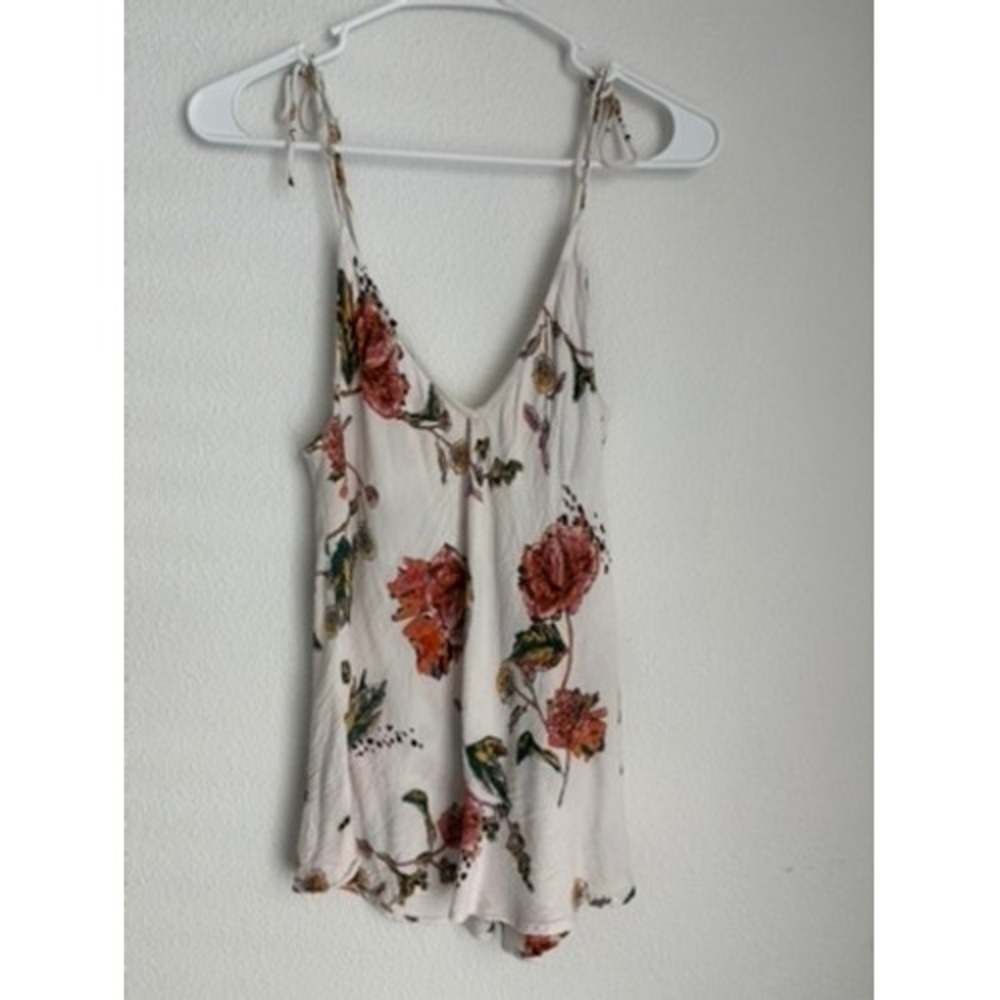 O'Neill Floral Tie Shoulder Camisole Tank Top Cream‎ Pink Orange Large Boho
